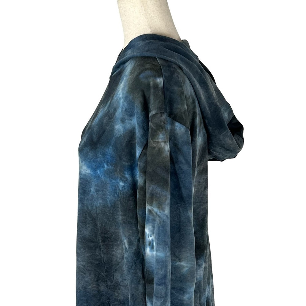 FRAICHE BY J TIE DYE LONG SLEEVE HOODIE MINI DRESS IN BLUE NWT WOMEN'S SMALL - Picture 6 of 16